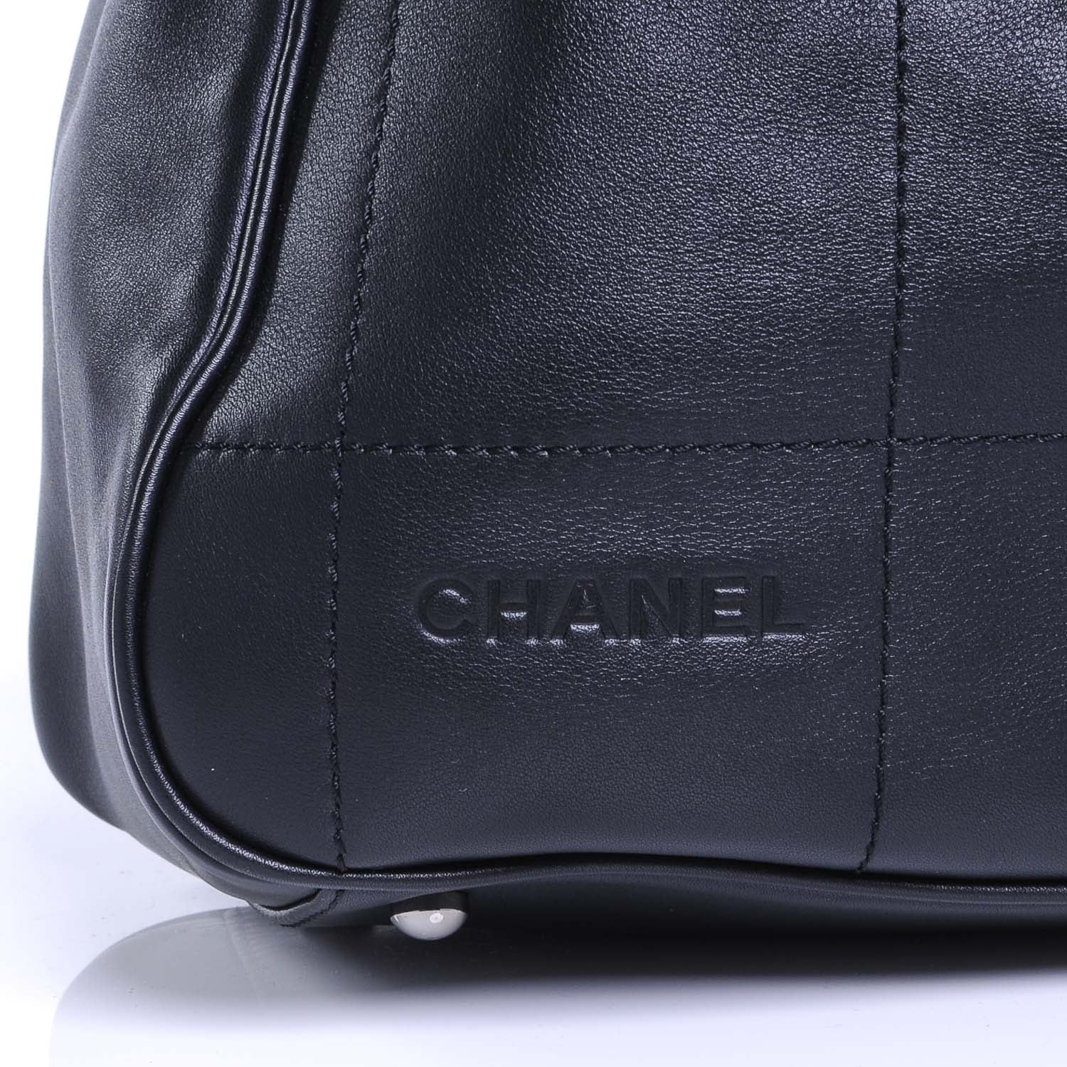 Chanel Leather Square Stitched Handbag Black 5 of 7