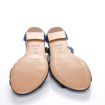 Louis Vuitton Suede Patent Calfskin Vaniglia Sandals 39 Blue 5 of 7