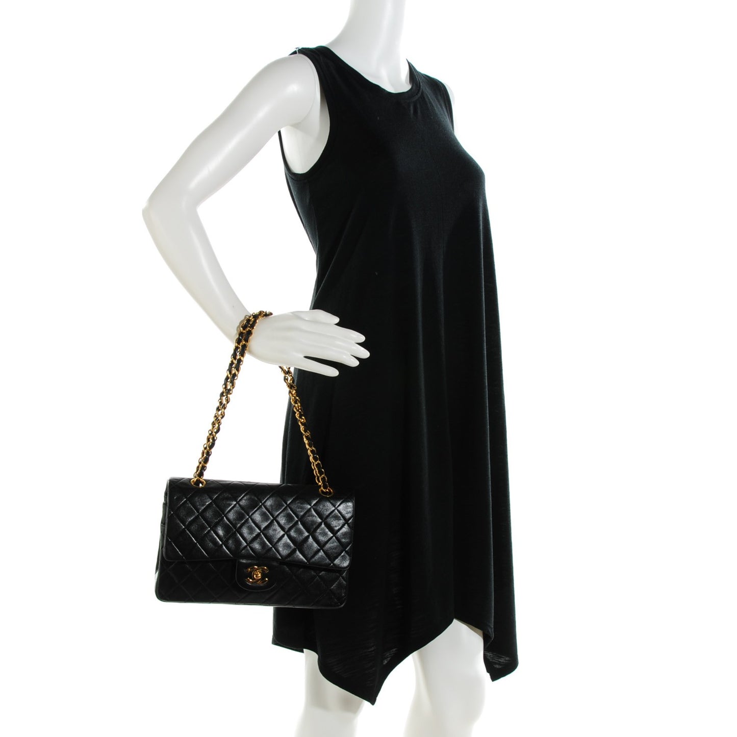 Lambskin Quilted Medium Double Flap Black