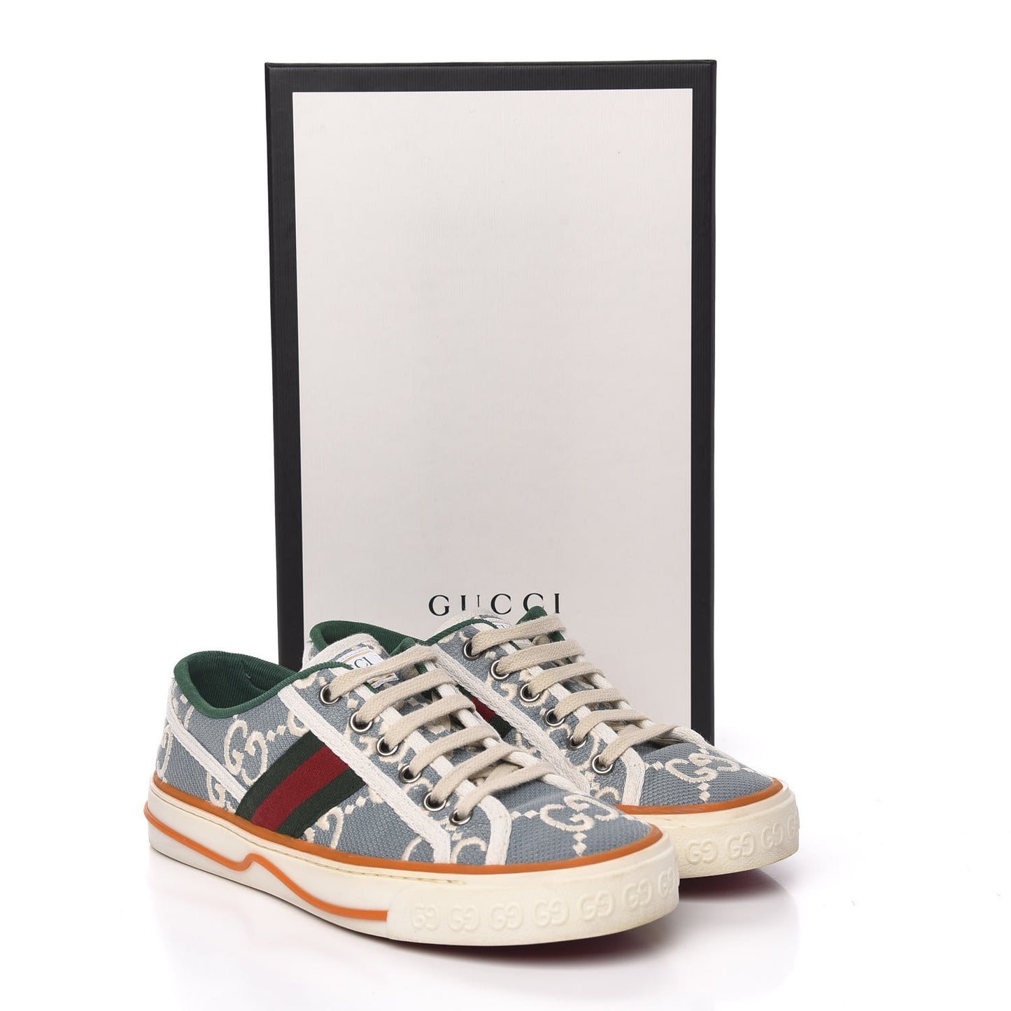 Cotton GG Monogram Web Womens 1977 Tennis Sneakers 36 Philod Ivory Mystic White