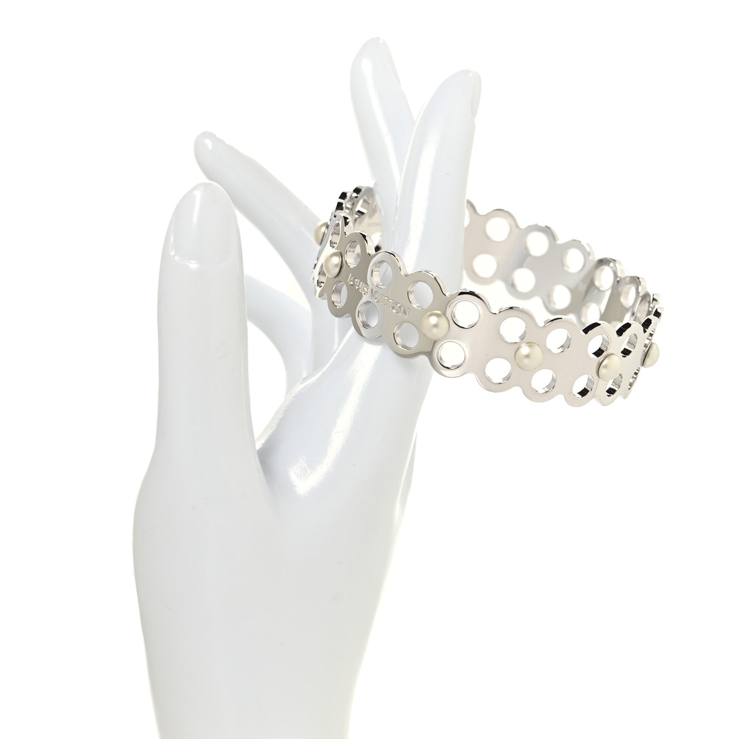 Metal Pearl Narrow Hide and Seek Bracelet M Silver