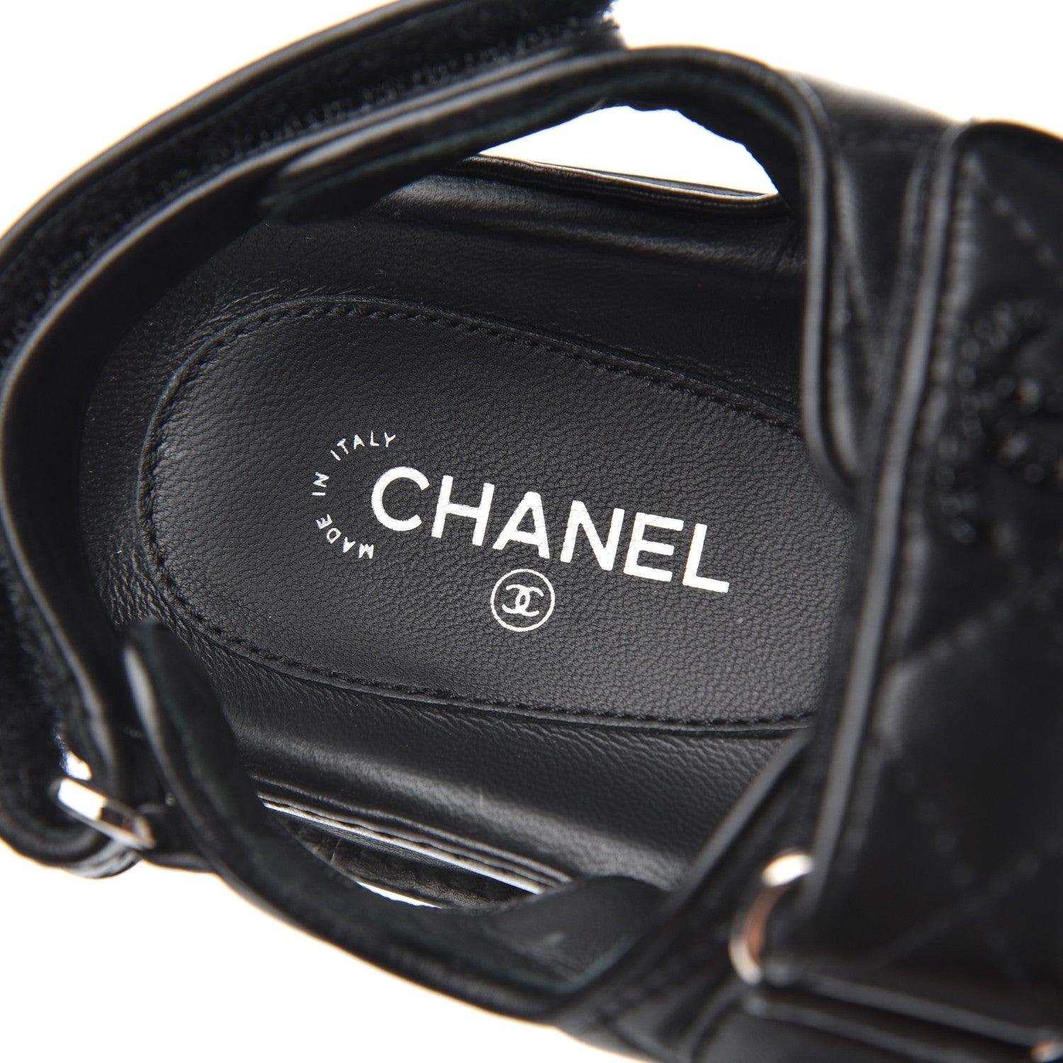 Chanel Lambskin Velcro Dad Sandals 36.5 Black 6 of 15