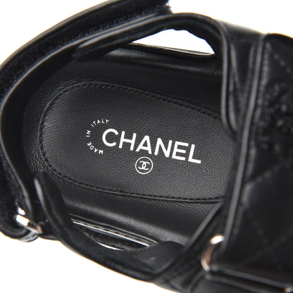 Chanel Lambskin Velcro Dad Sandals 36.5 Black 6 of 15