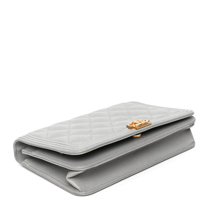 Chanel Caviar Quilted Boy Wallet On Chain WOC Grey 3 of 5