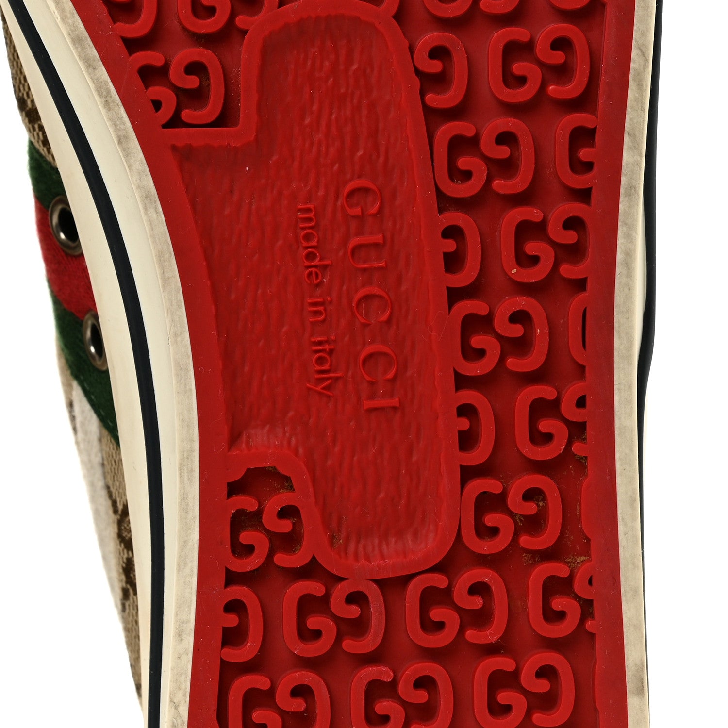 Gucci GG Monogram Web Womens 1977 Tennis High Top Sneakers 37 Beige Ebony Mystic White 8 of 12