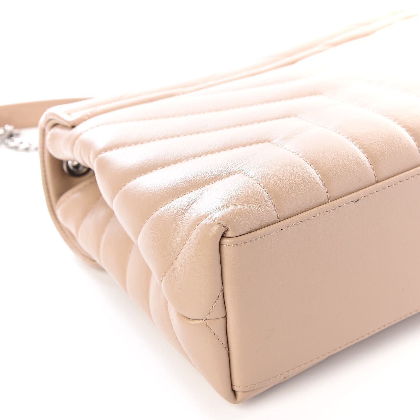 Calfskin Y Quilted Monogram Small Loulou Chain Satchel Nude Powder