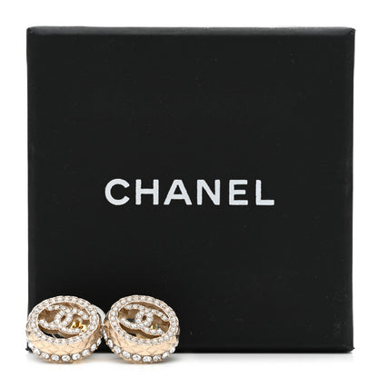 Chanel Crystal CC Round Earrings Gold 5 of 5