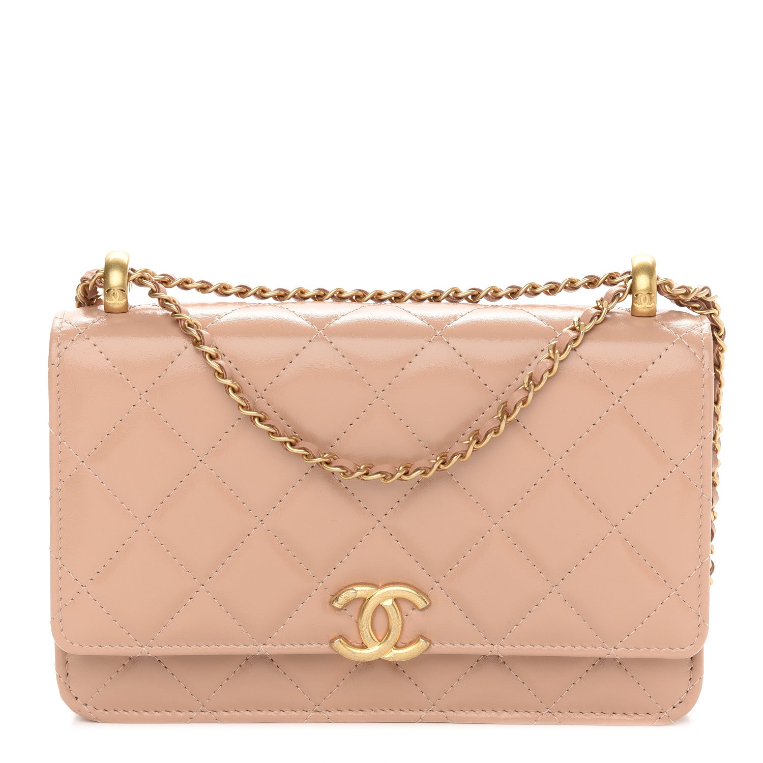 Chanel Calfskin Quilted Perfect Fit Wallet On Chain WOC Beige 1 of 10