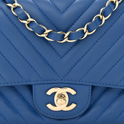 Chanel Lambskin Chevron Quilted Mini Square Flap Blue 8 of 10