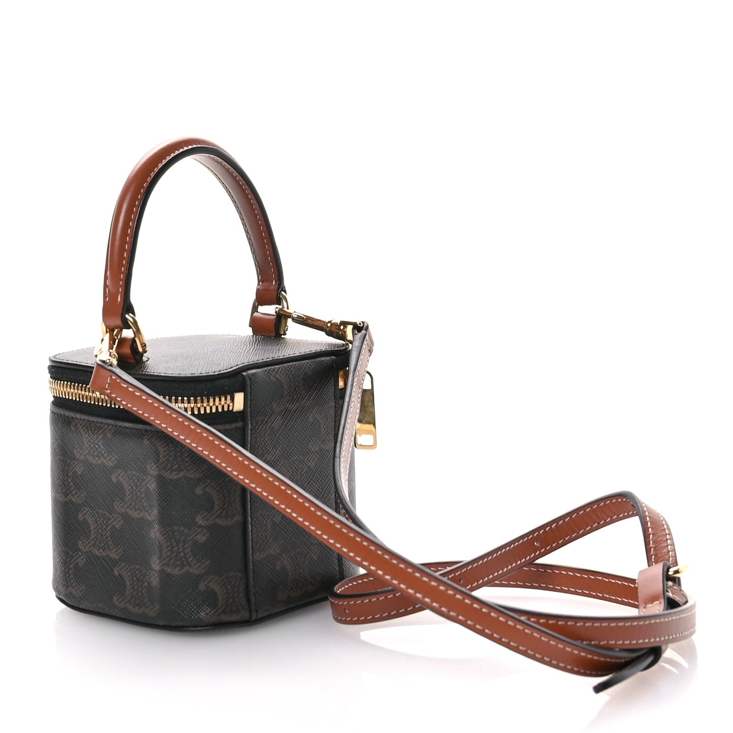 Triomphe Canvas Calfskin Mini Vanity Case Tan