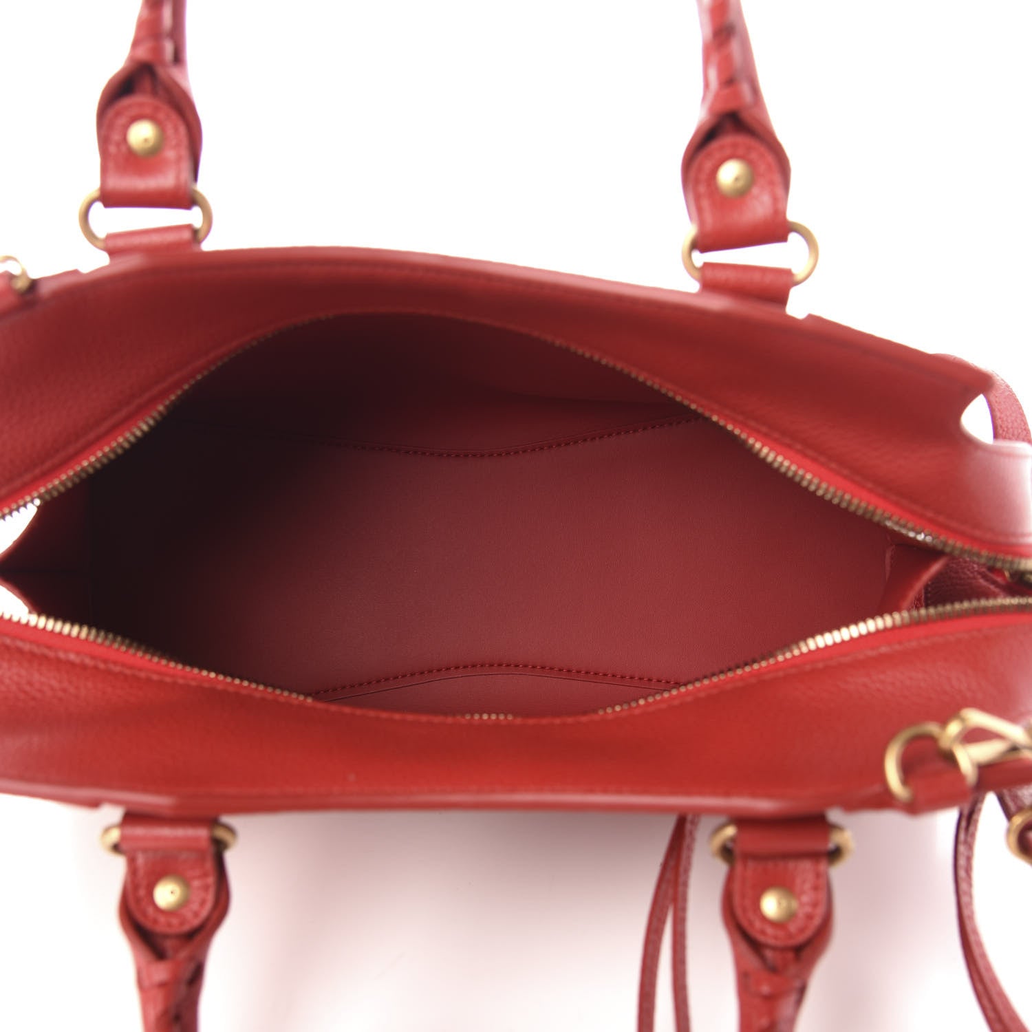 Balenciaga Grained Calfskin Neo Classic Gold Hardware S City Medium Red 5 of 10