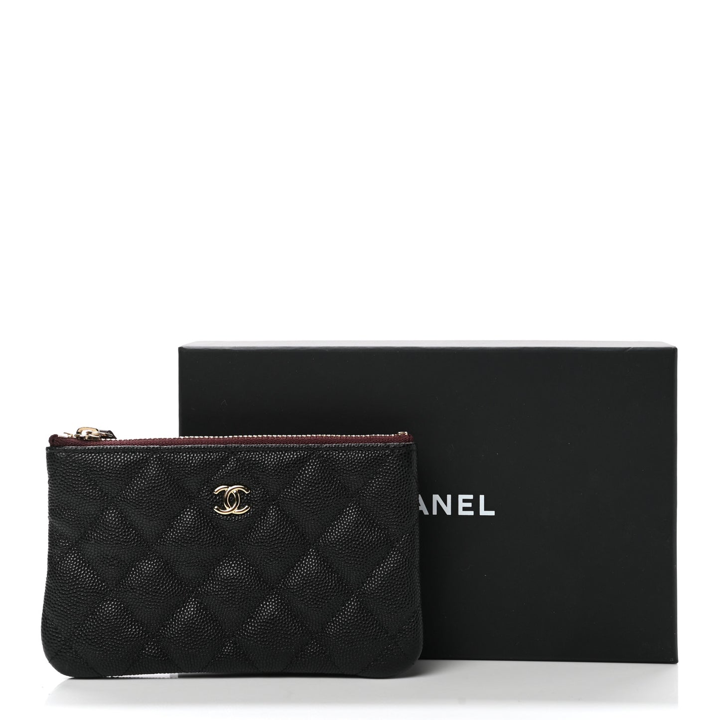 Caviar Quilted Small Cosmetic Case Black