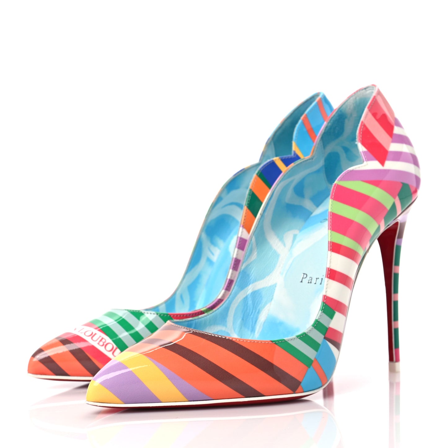 Patent Striped Hot Chick 100 Pumps 37 Multicolor