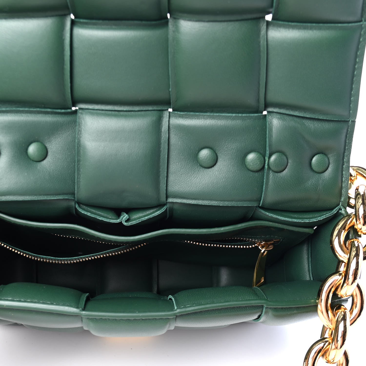 Bottega Veneta Lambskin Maxi Intreccio Padded Chain Cassette Crossbody Bag Raintree 4 of 5