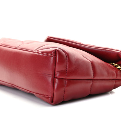 Saint Laurent Lambskin Quilted Toy Loulou Puffer Monogram Chain Satchel Red 9 of 10