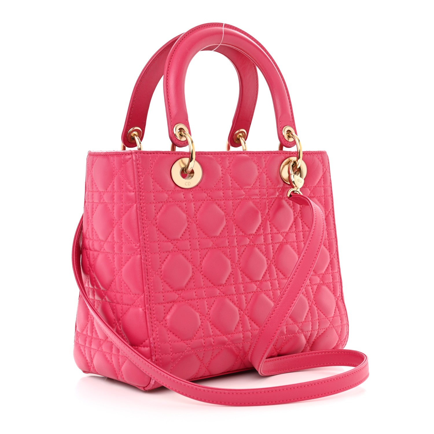 Christian Dior Lambskin Cannage Medium Lady Dior Pink 3 of 14