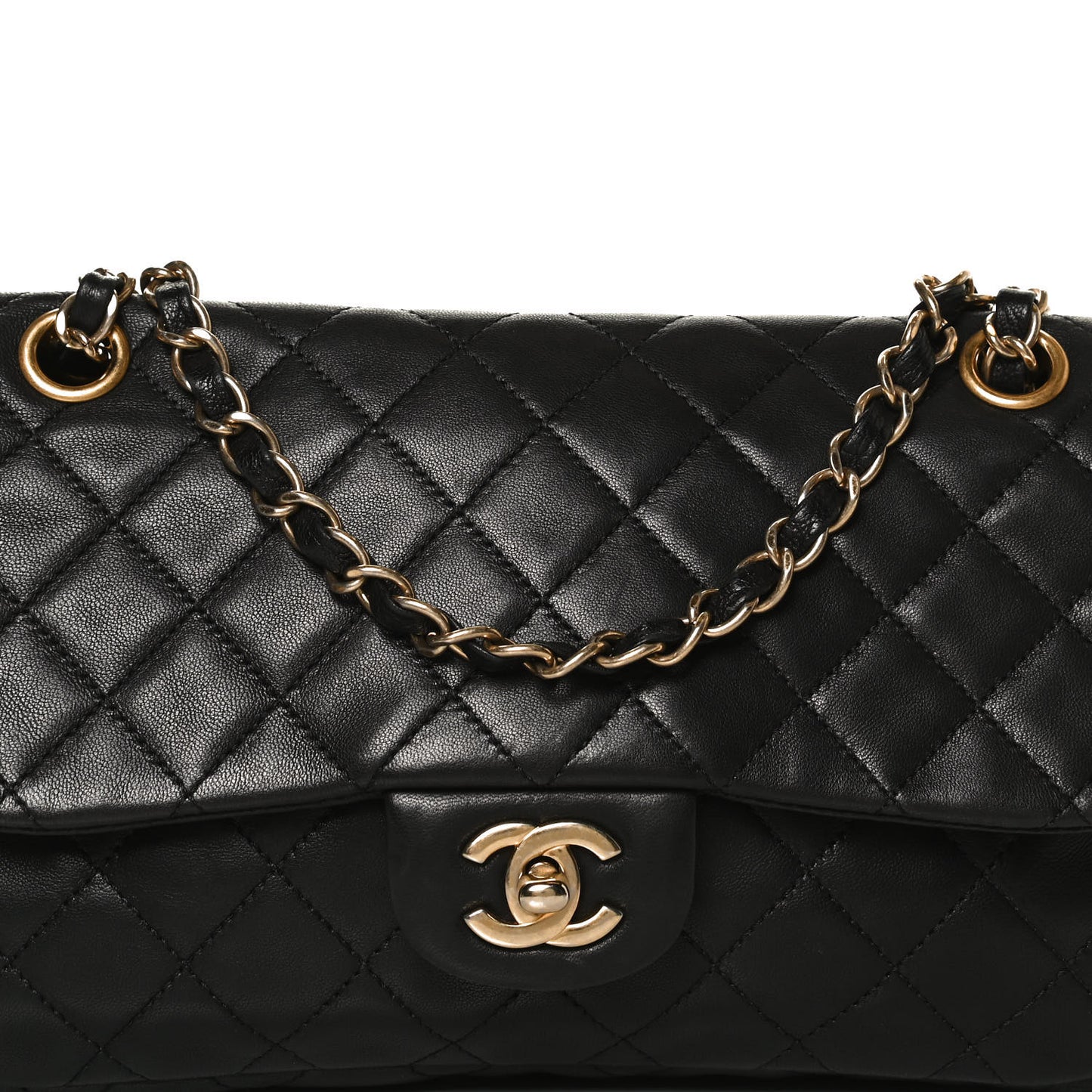 Lambskin Quilted Single Flap Black
