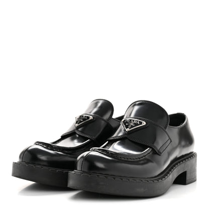 Prada Spazzolato Metal Triangle Logo 50mm Loafers 36.5 Black 12 of 27
