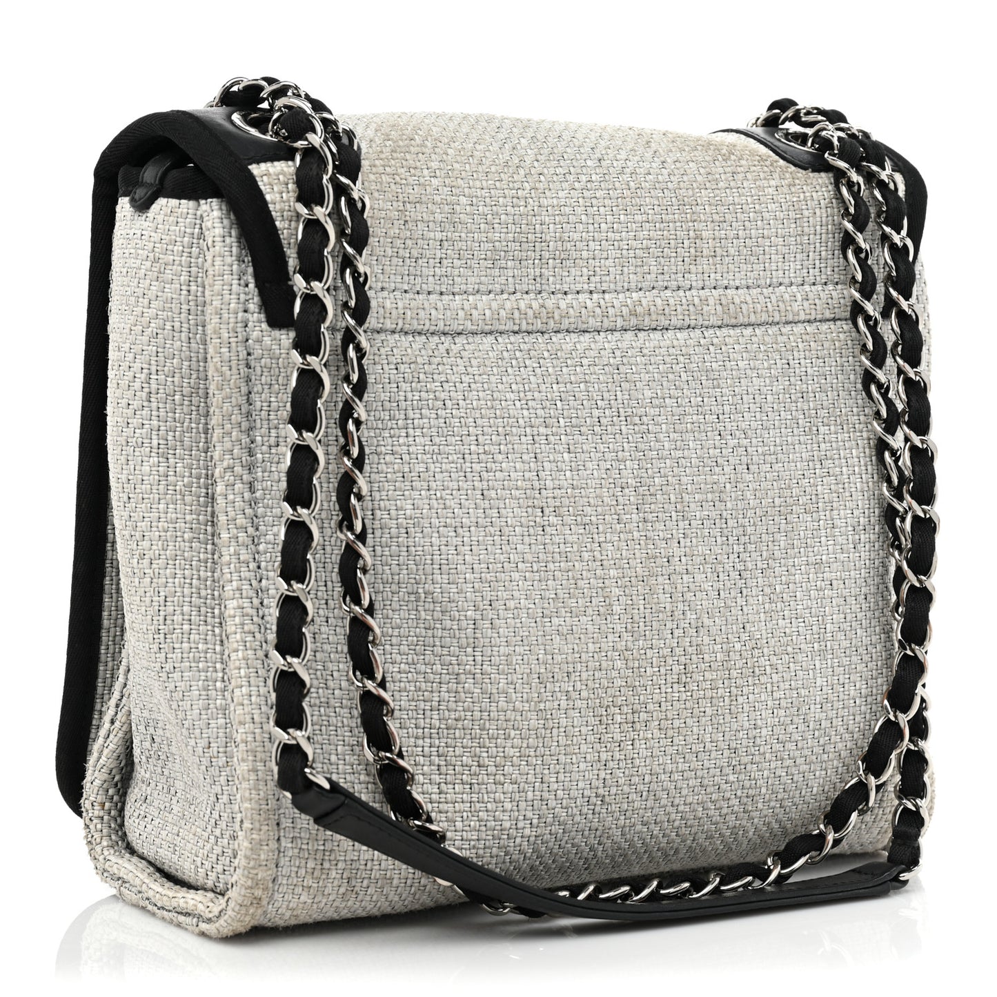 Woven Straw Raffia Small Deauville Messenger Grey