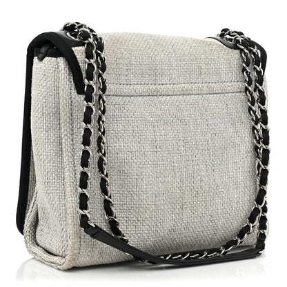 Chanel Woven Straw Raffia Small Deauville Messenger Grey 3 of 13