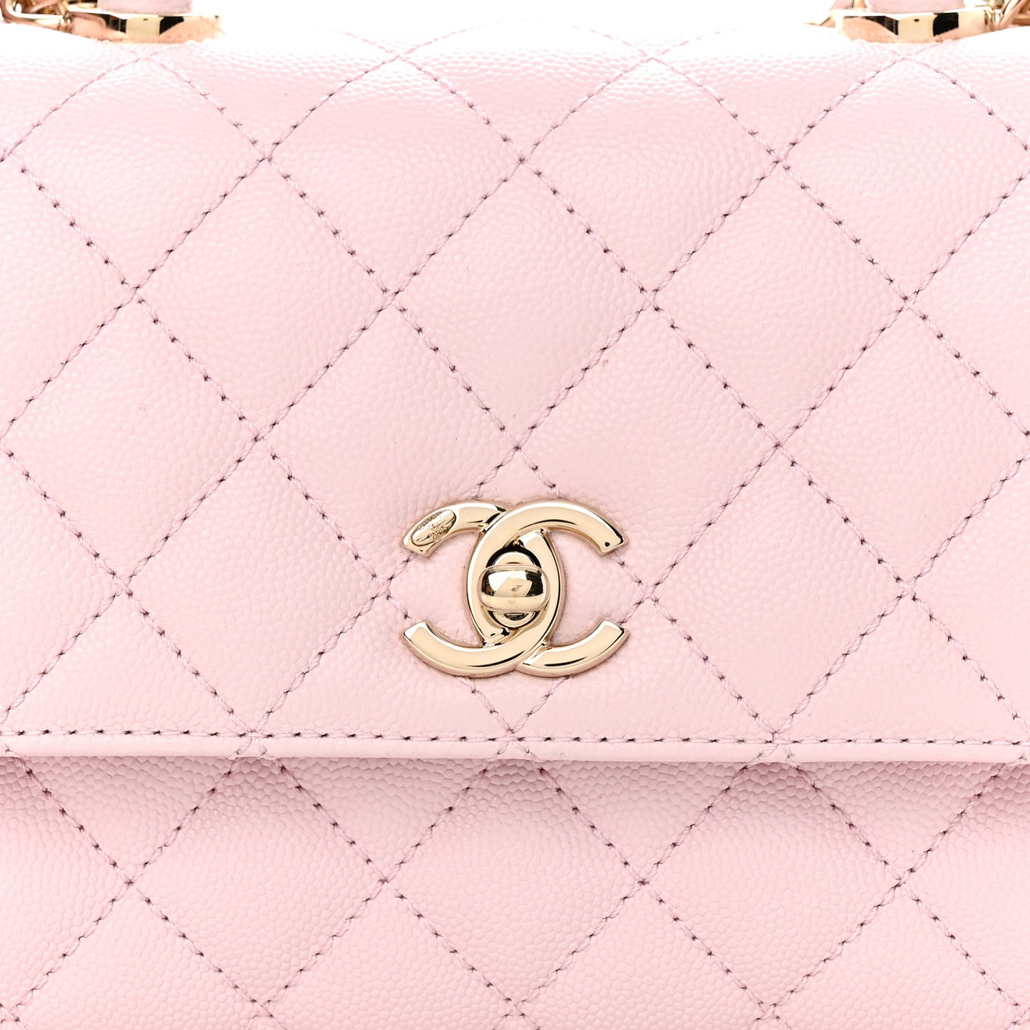 Caviar Quilted Mini Coco Handle Flap Light Pink