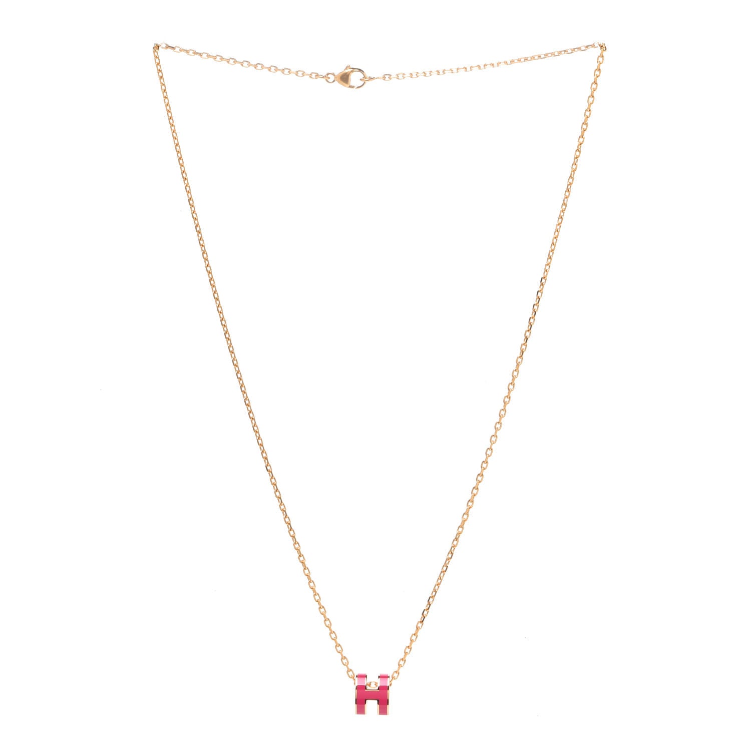 Hermes Lacquered Rose Gold Mini Pop H Pendant Necklace Rose Extreme 3 of 8