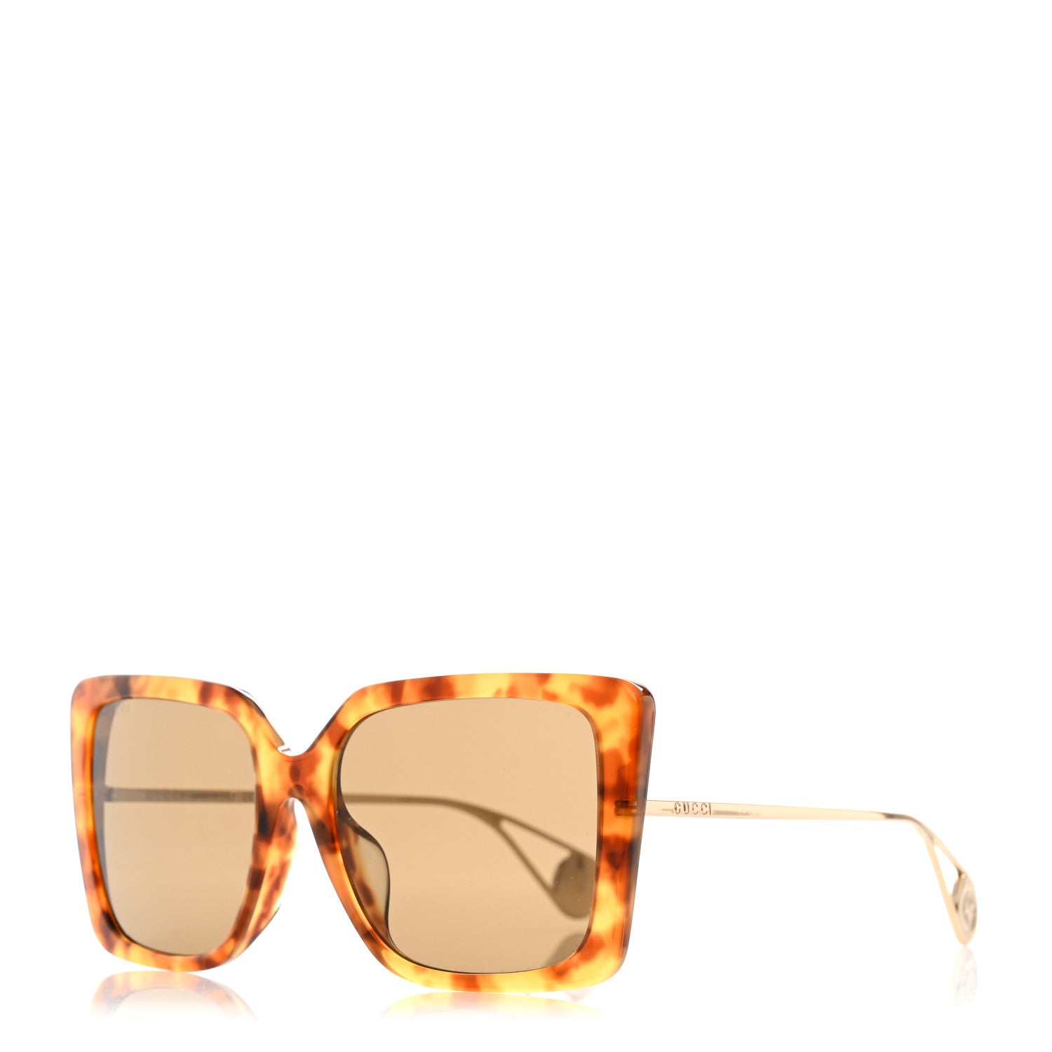 Gucci Acetate Oversize Square Frame GG0435S Sunglasses Havana 1 of 8