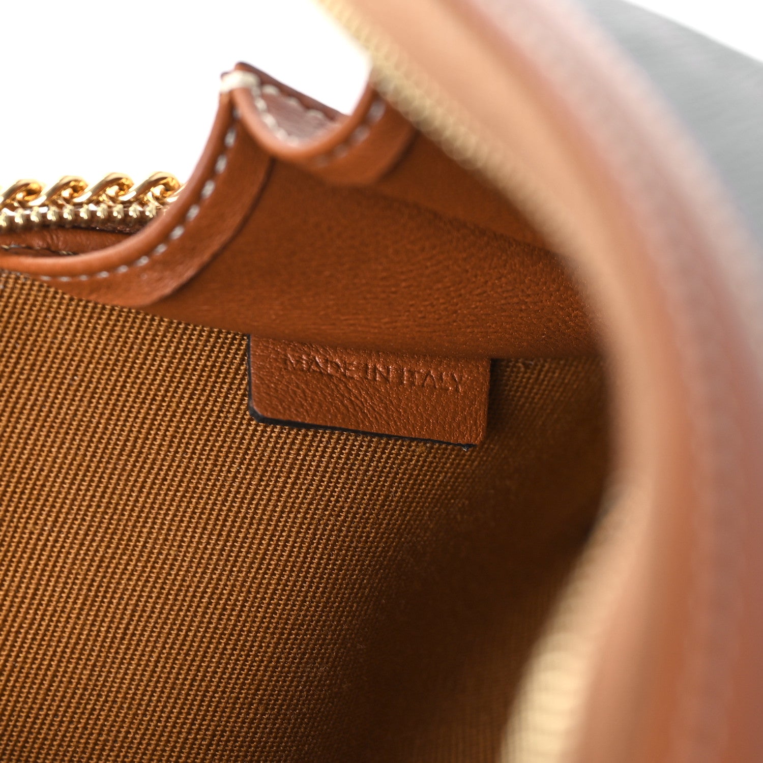Celine Triomphe Canvas Lambskin Clutch On Chain Tan 7 of 10