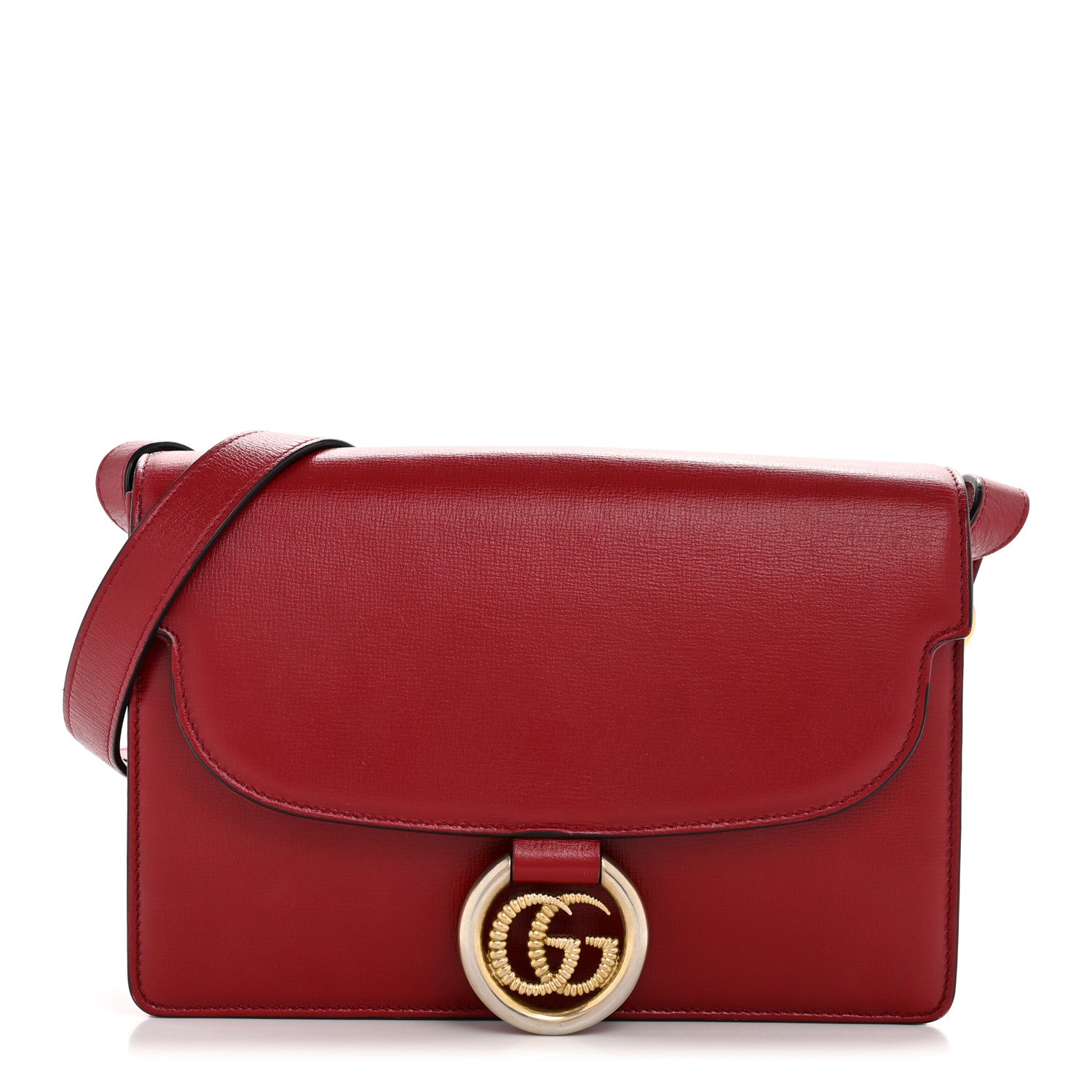 Gucci Textured Calfskin Small Torchon GG Ring Shoulder Bag New Cherry Red 1 of 14