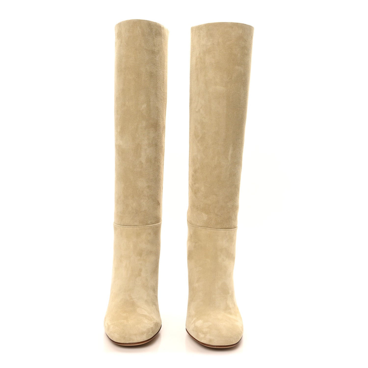 Hermes Suede Calfskin Lisiere 90 Boots 37 Beige Lin 3 of 9