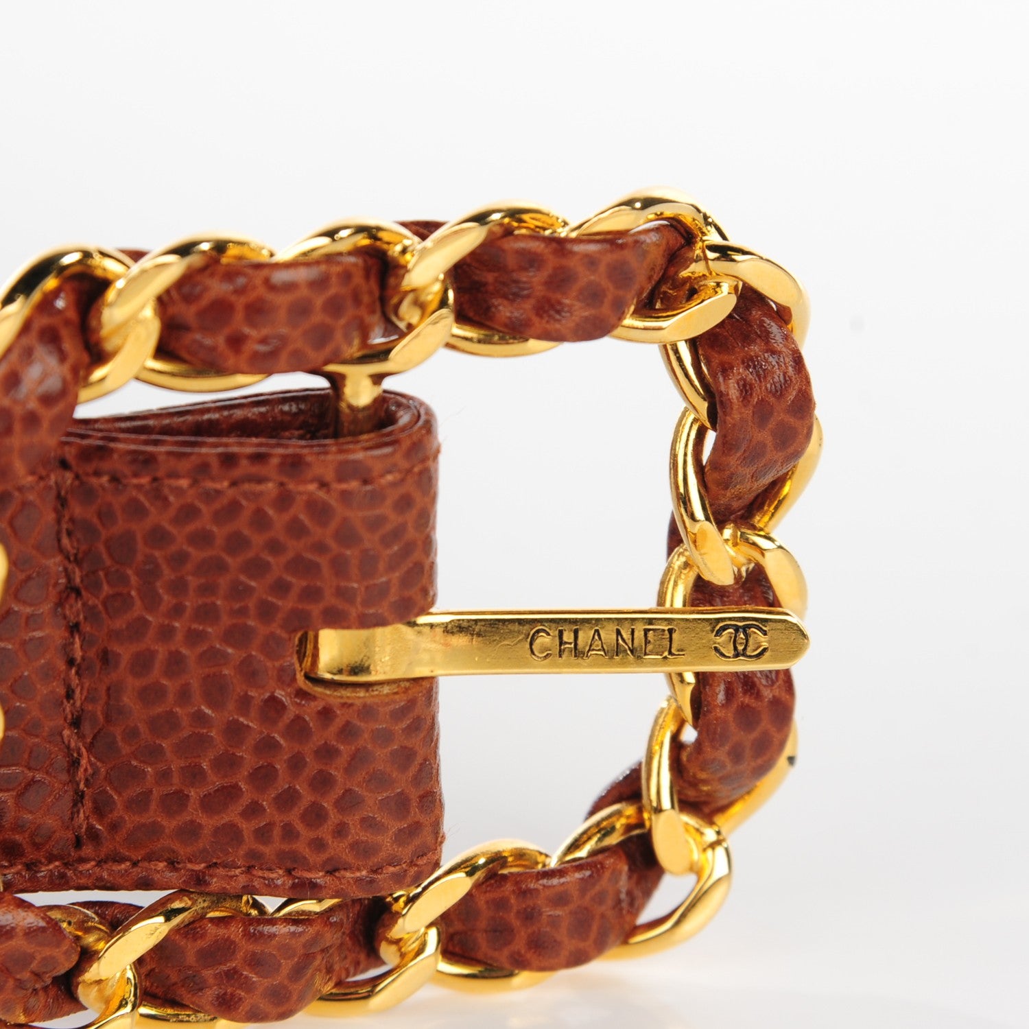 Chanel Caviar Chain Belt 85 34 Brown 5 of 7
