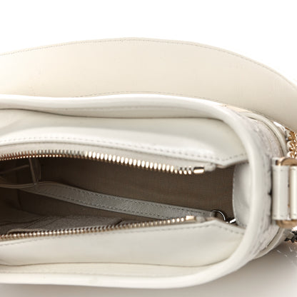 Chanel Calfskin Wool Felt Embossed Small Gabrielle Logo Hobo White 5 of 13