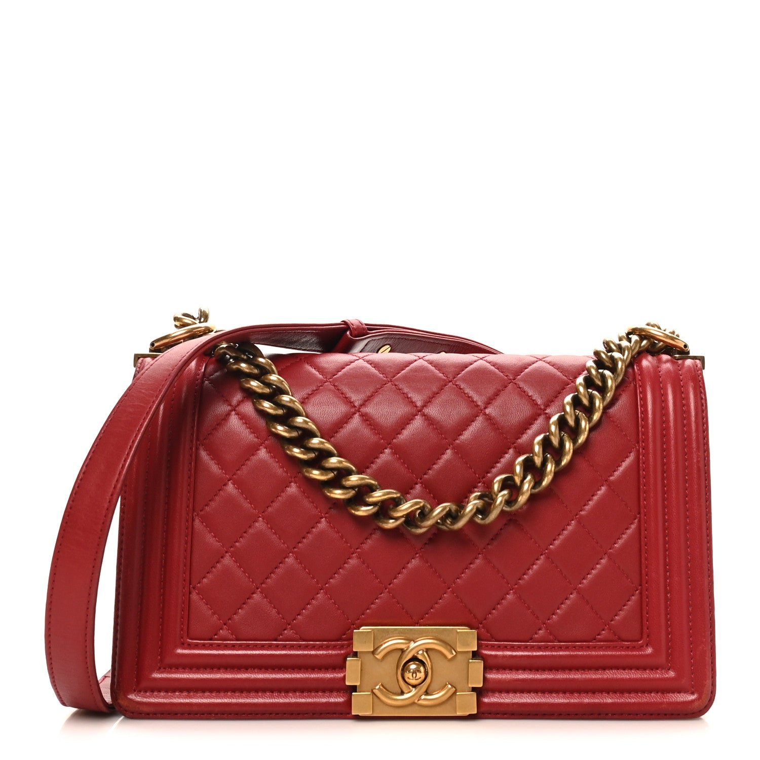 Chanel Lambskin Quilted Medium Boy Flap Dark Red 1 of 10