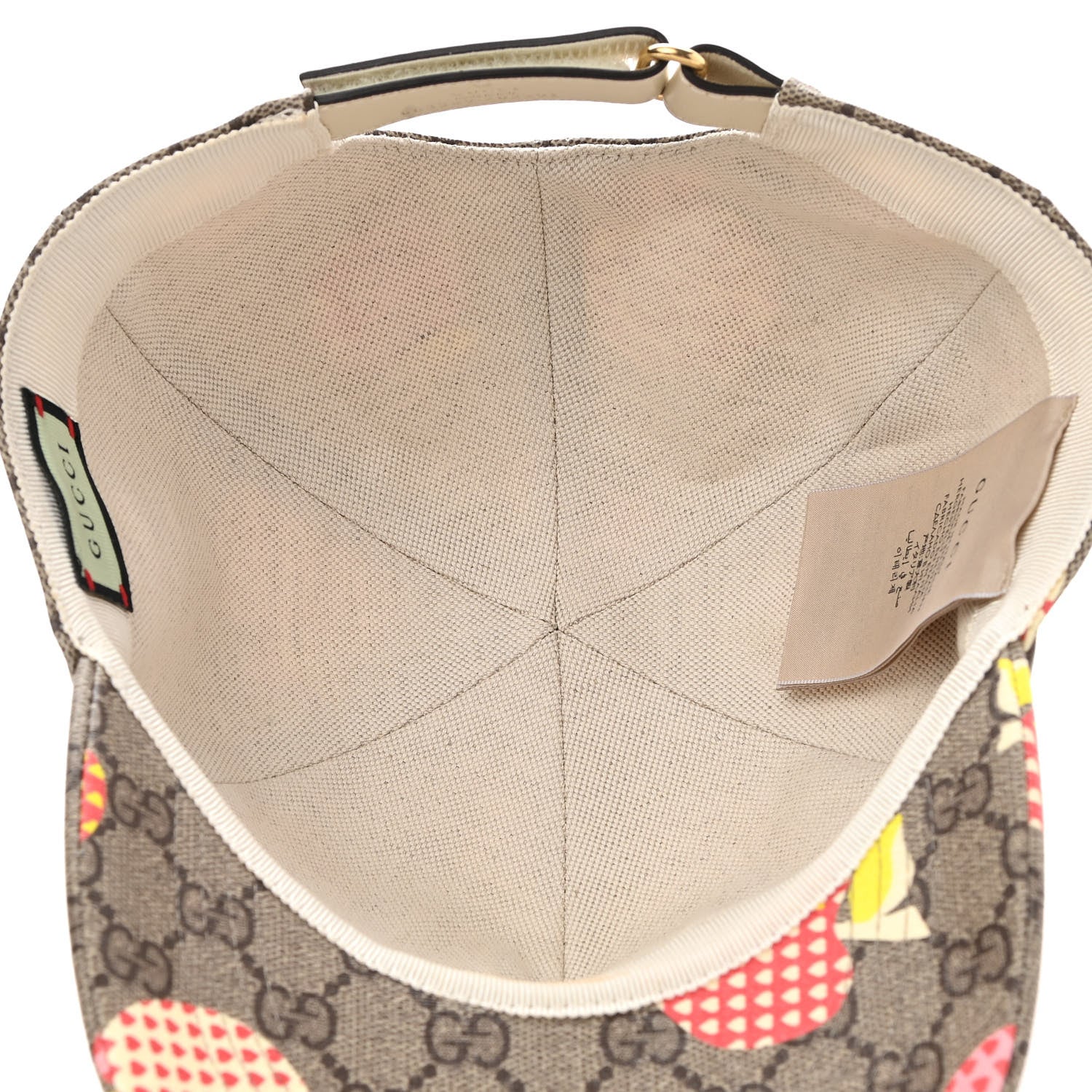Gucci GG Supreme Monogram Les Pommes Baseball Hat L Beige Multicolor 7 of 10