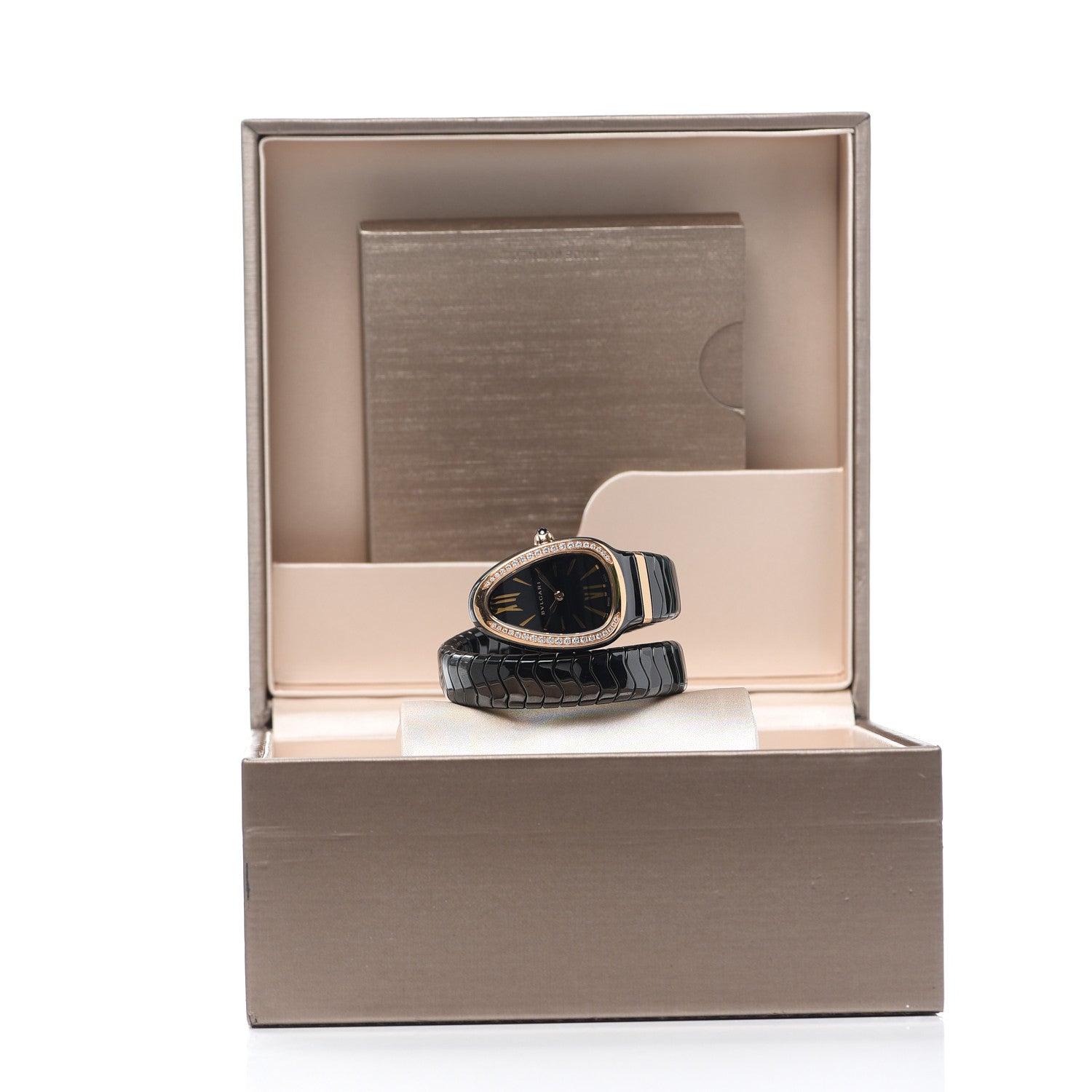 Bulgari 18K Rose Gold Ceramic Diamond Bezel 35mm Serpenti Tubogas Quartz Watch Black 5 of 5