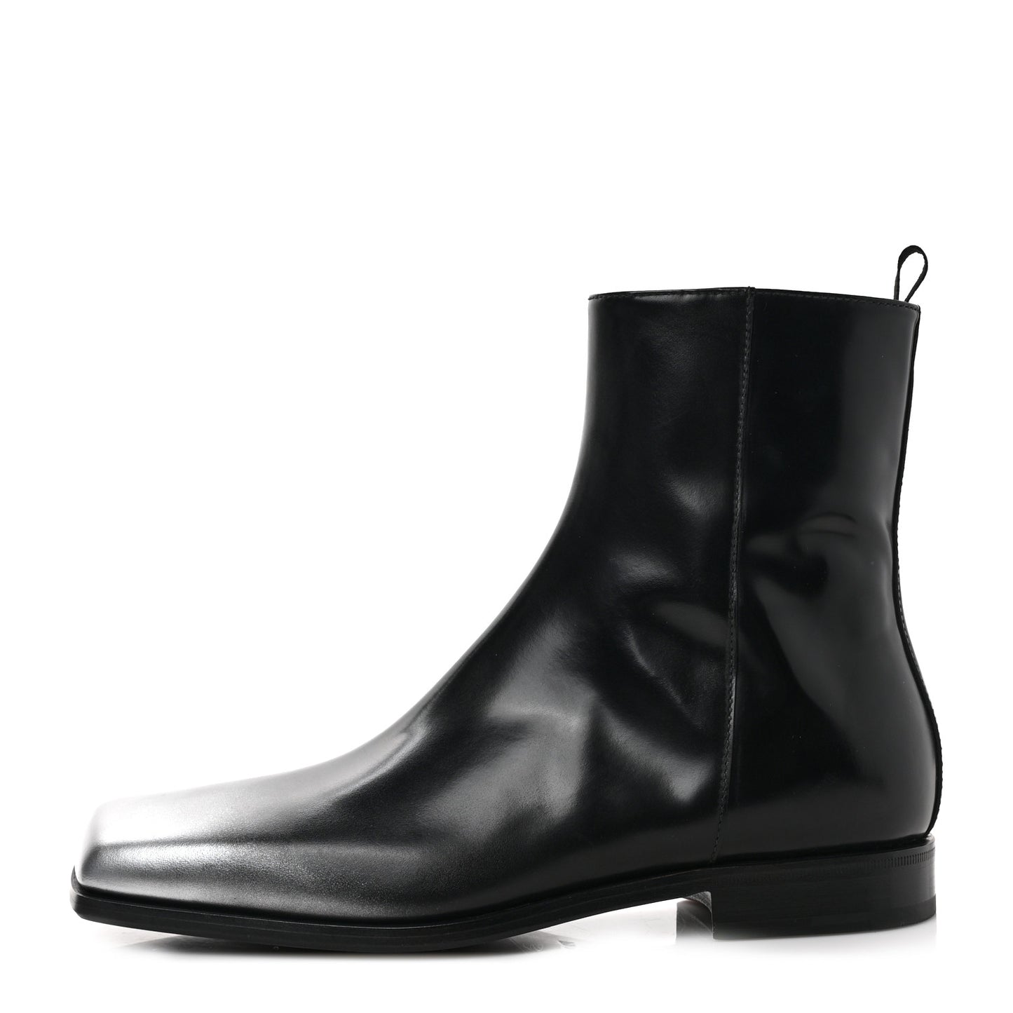 Spazzolato Sfumato Mens Square Toe Ankle Boots 8 Black Argento