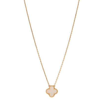 Van Cleef & Arpels 18K Yellow Gold Mother of Pearl Vintage Alhambra Pendant Necklace 1 of 5