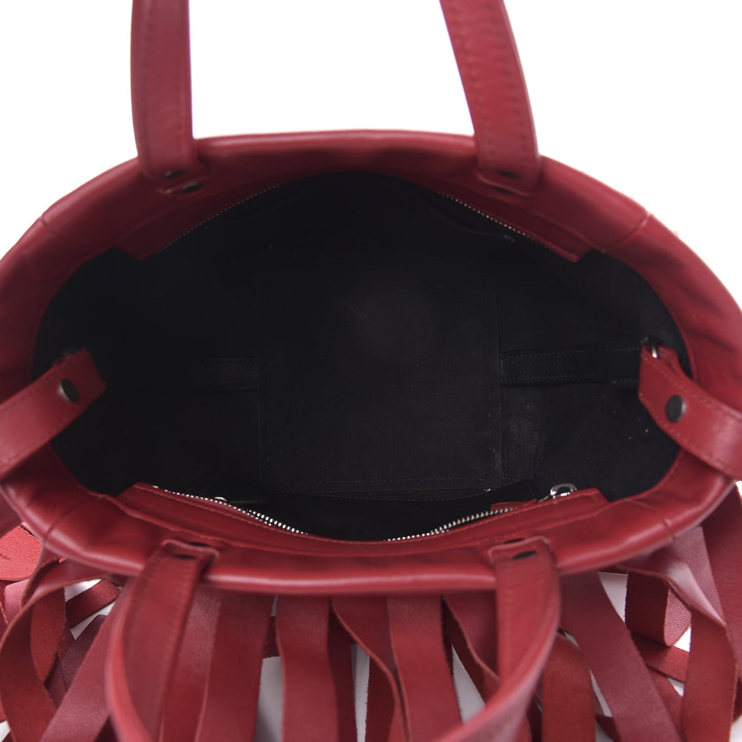 Calfskin XS Fringe Laundry Cabas Red