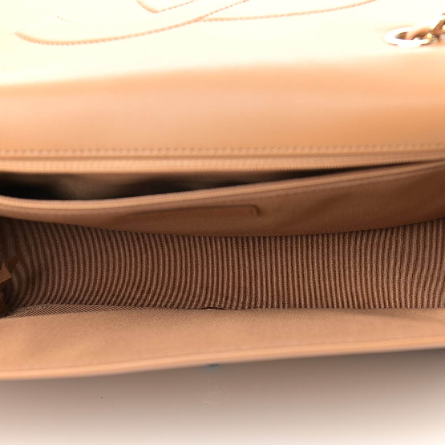 Lambskin Chevron Quilted Flap Camel