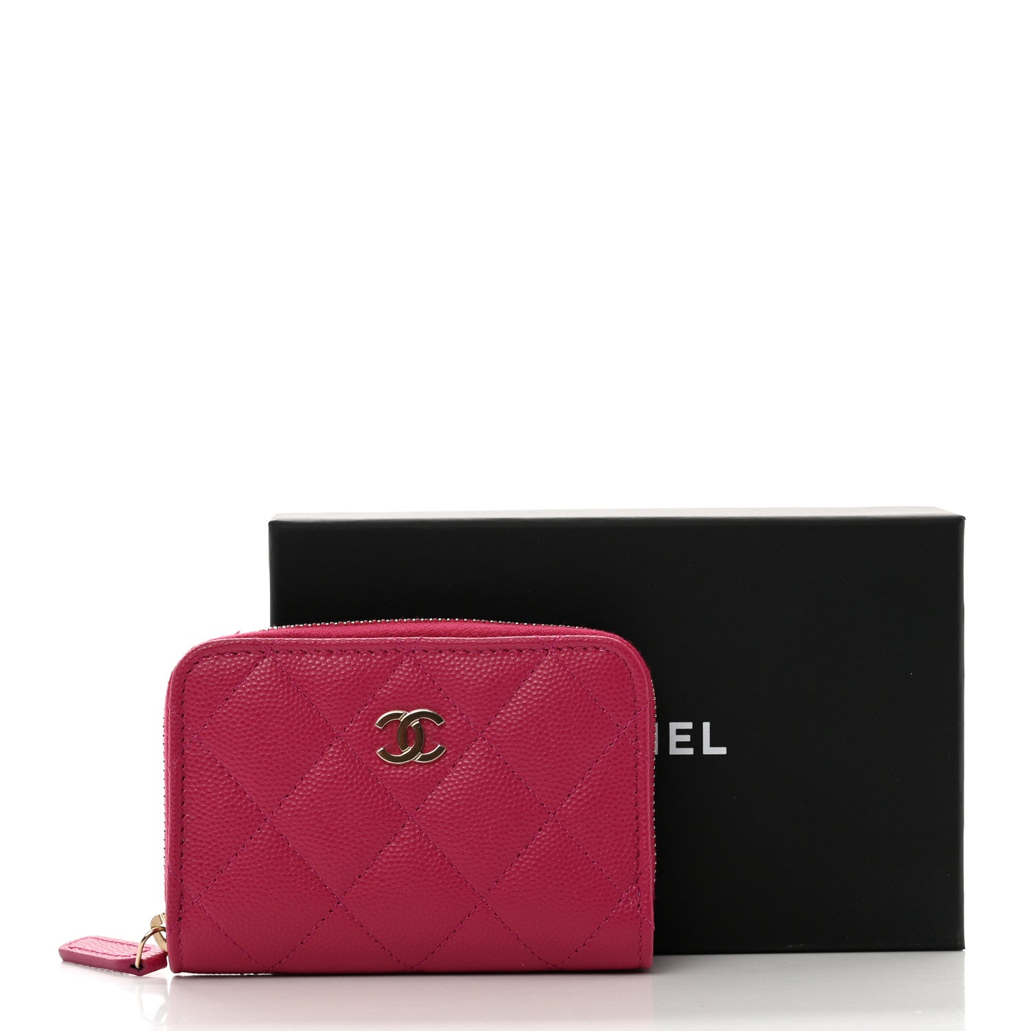 Chanel Caviar Quilted Zip Around Coin Purse Dark Pink 9 of 9