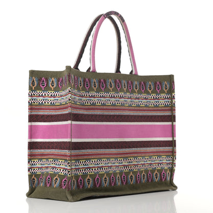 Christian Dior Canvas Embroidered Book Tote Olive Multicolor 3 of 12