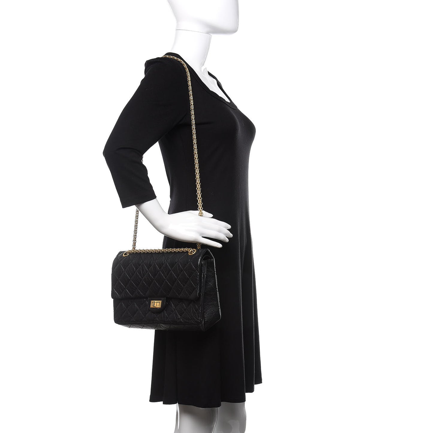 Aged Calfskin Quilted 2.55 Reissue 226 Flap Black