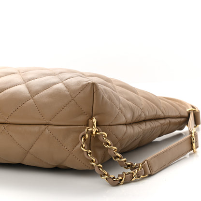 Chanel Lambskin Quilted Hobo Beige 10 of 10