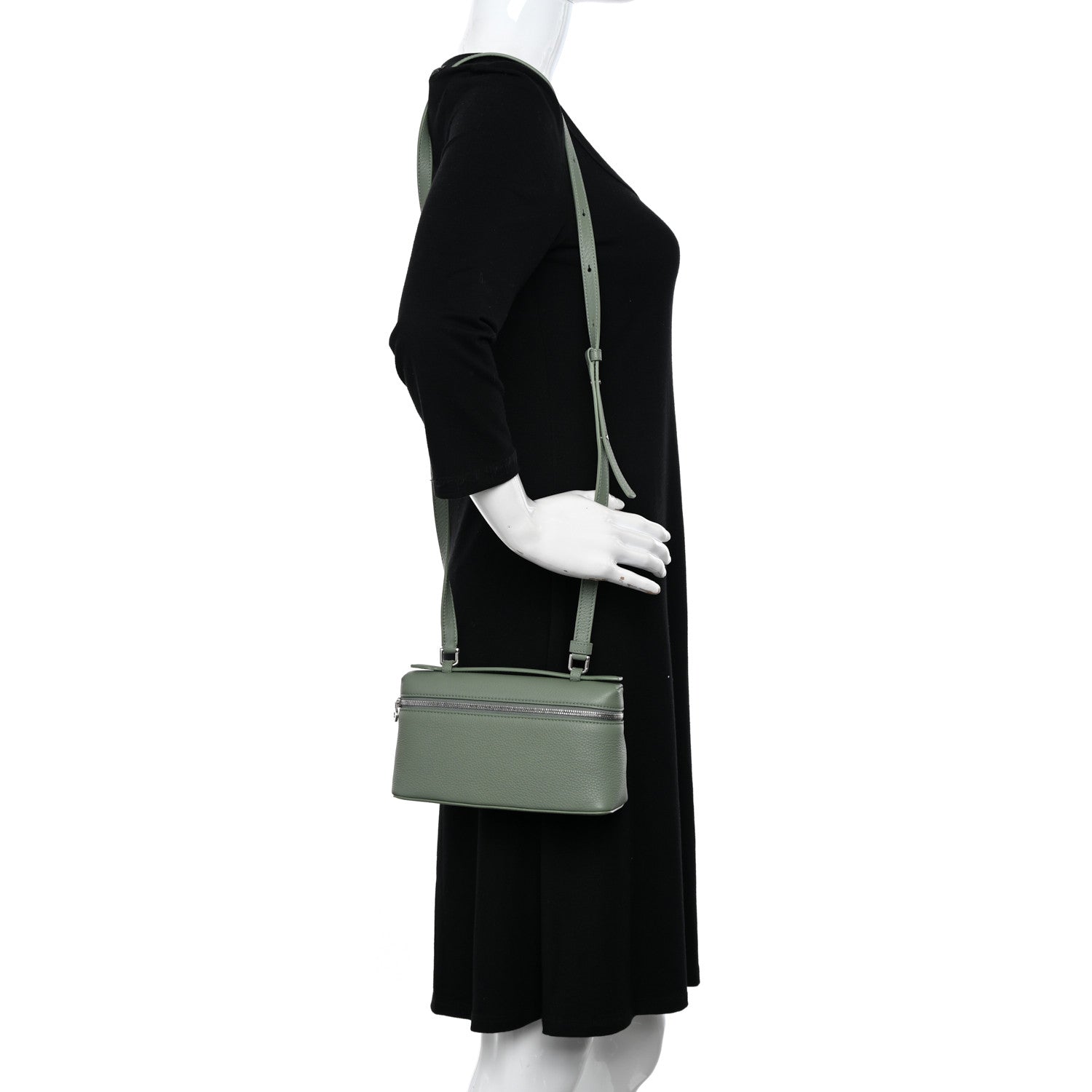 Loro Piana Grained Calfskin L19 Extra Pocket Pouch Sage Brush Leaves 2 of 9