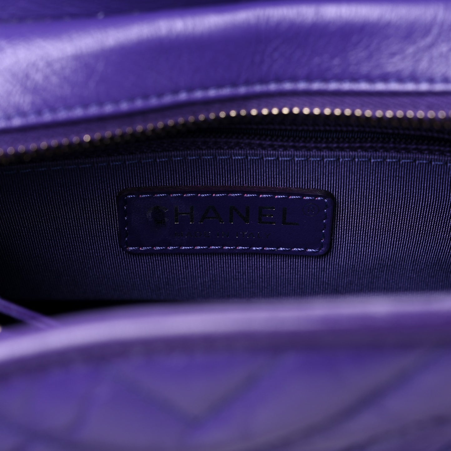 Aged Calfskin Chevron Quilted Small Gabrielle Hobo Purple
