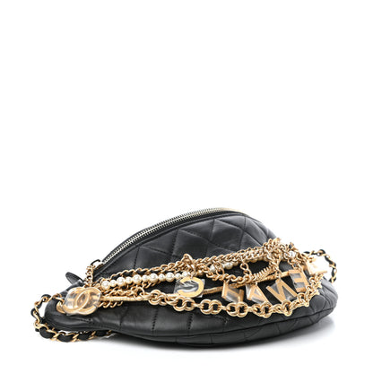 Chanel Lambskin Quilted All About Chains Waist Belt Bag Black 4 of 10