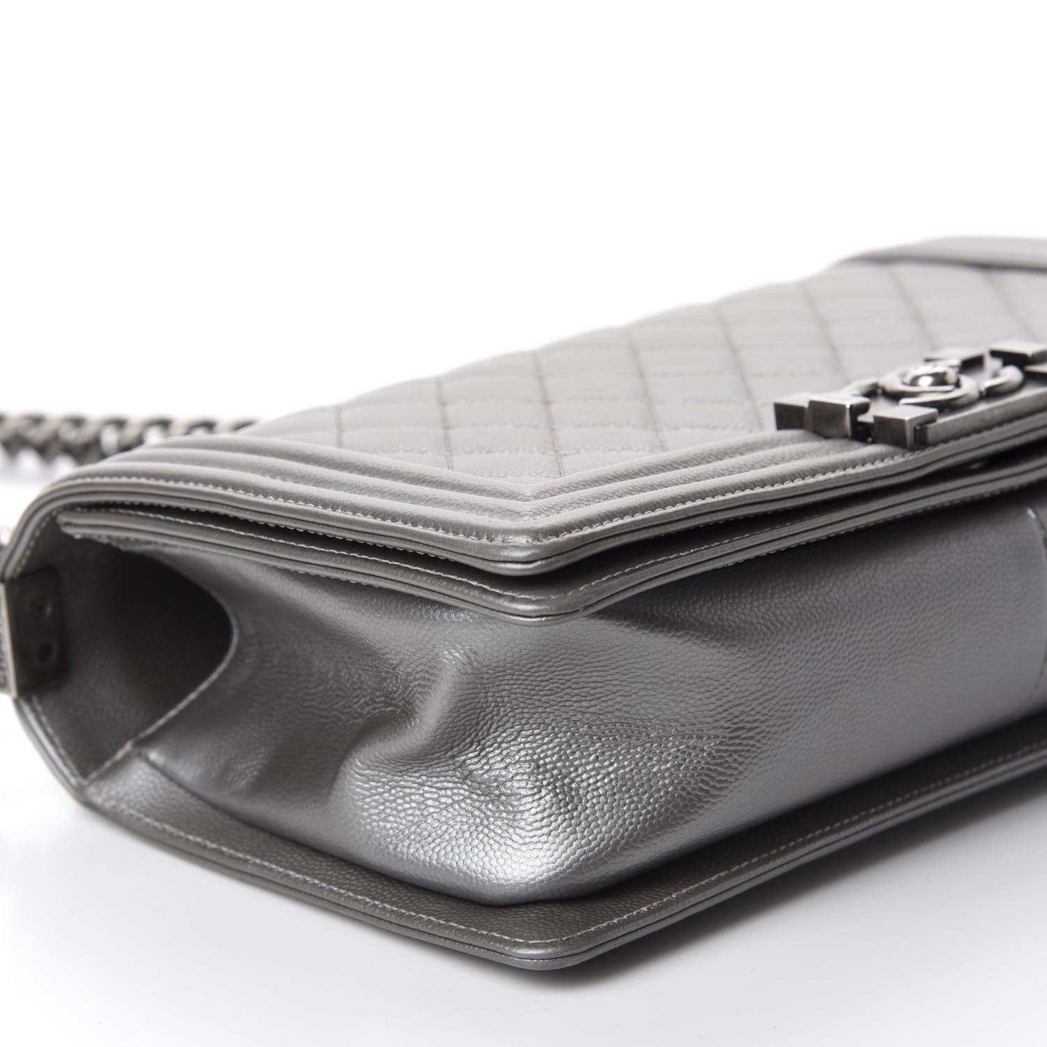 Chanel Metallic Caviar Quilted Medium Boy Flap Silver 6 of 14