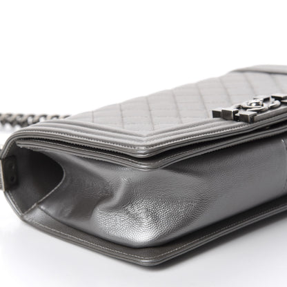 Chanel Metallic Caviar Quilted Medium Boy Flap Silver 6 of 14