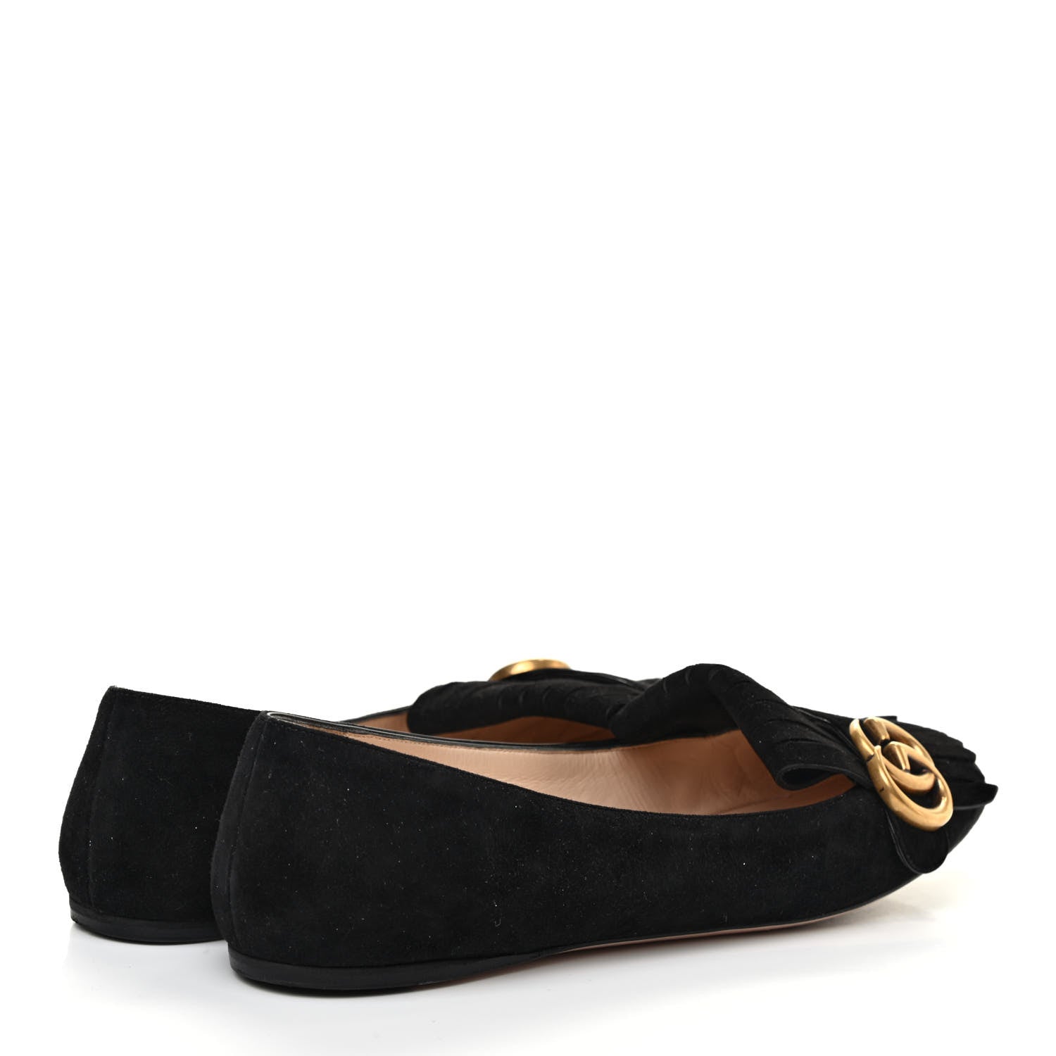 Gucci Kid Scamosciato GG Marmont Fringe Flats 38.5 Black 4 of 7
