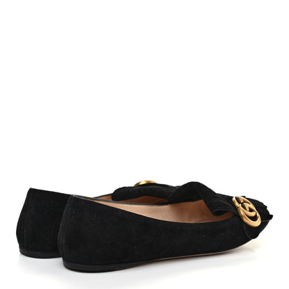Gucci Kid Scamosciato GG Marmont Fringe Flats 38.5 Black 4 of 7
